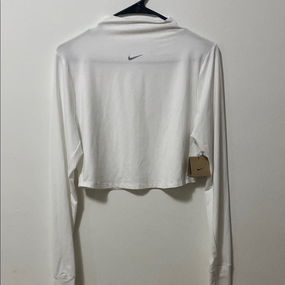 Nike White Long Sleeve Cropped Polo Shirt